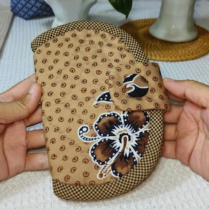 Bolsa com zíper feita à mão, porta-cartões, porta-moedas com zíper, bolsa para acessórios de telefone, floral marrom boho, presente de aniversário para ela