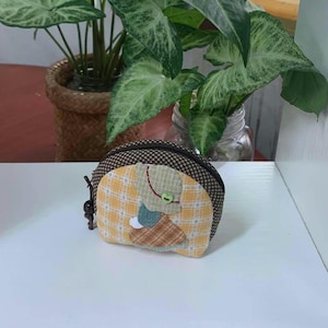 Handgemaakte portemonnee gratis verzending, gewatteerd portemonnee zakje, patchwork zakje, portefeuilles met rits schattig, kous stuffer cadeau, mini-reistas