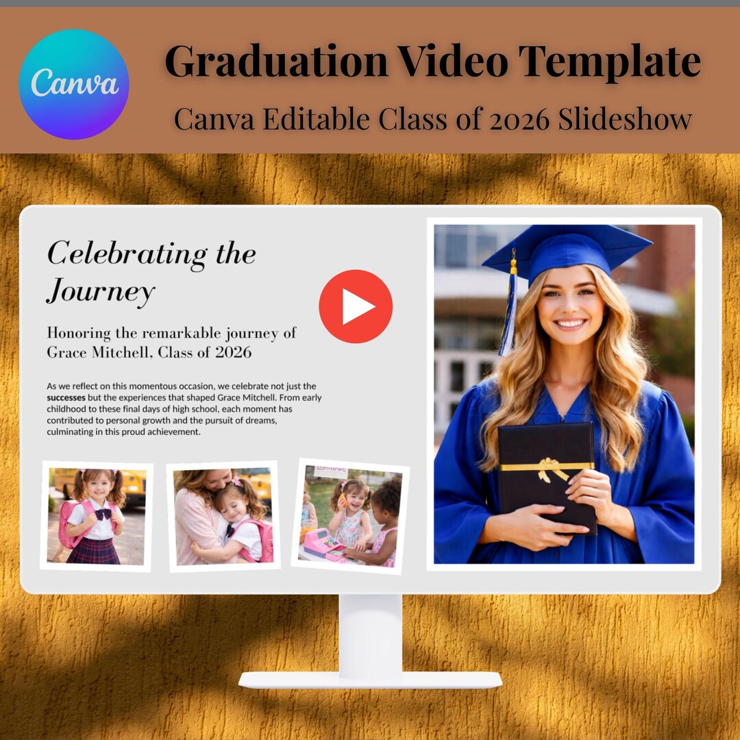 Graduation Video Template Canva Editable, Class of 2026 Slideshow ...