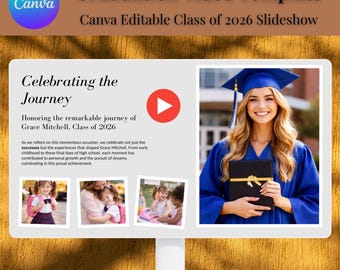 Abschluss Video Vorlage Canva Bearbeitbar, Klasse von 2026 Diashow, Senior Foto Montage Geschenk