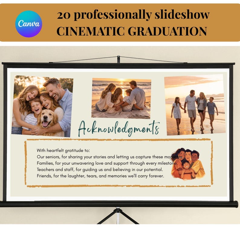 Graduation slideshow inspired by documentary film aesthetics