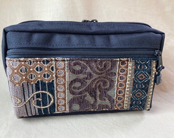Crossbody Bum Bag Fanny Pack Waist Hip Bag - Large - Black with Dartmouth Tapestry - Handcrafted
