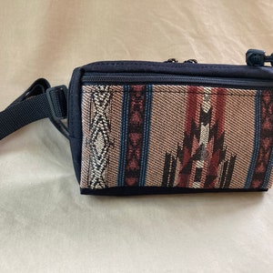 Crossbody Bum Bag - Small - Black with Southwest Tapestry - Handcrafted
