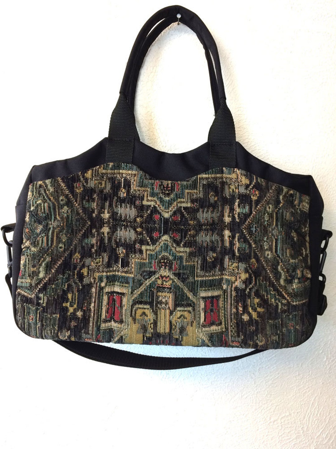 Tote Bag Tapestry Everything Carryall Handmade in Black Zapata by