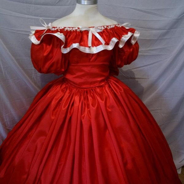 Custom size Red and Ivory civil war victorian formal prom ball gown dress more colors t pick