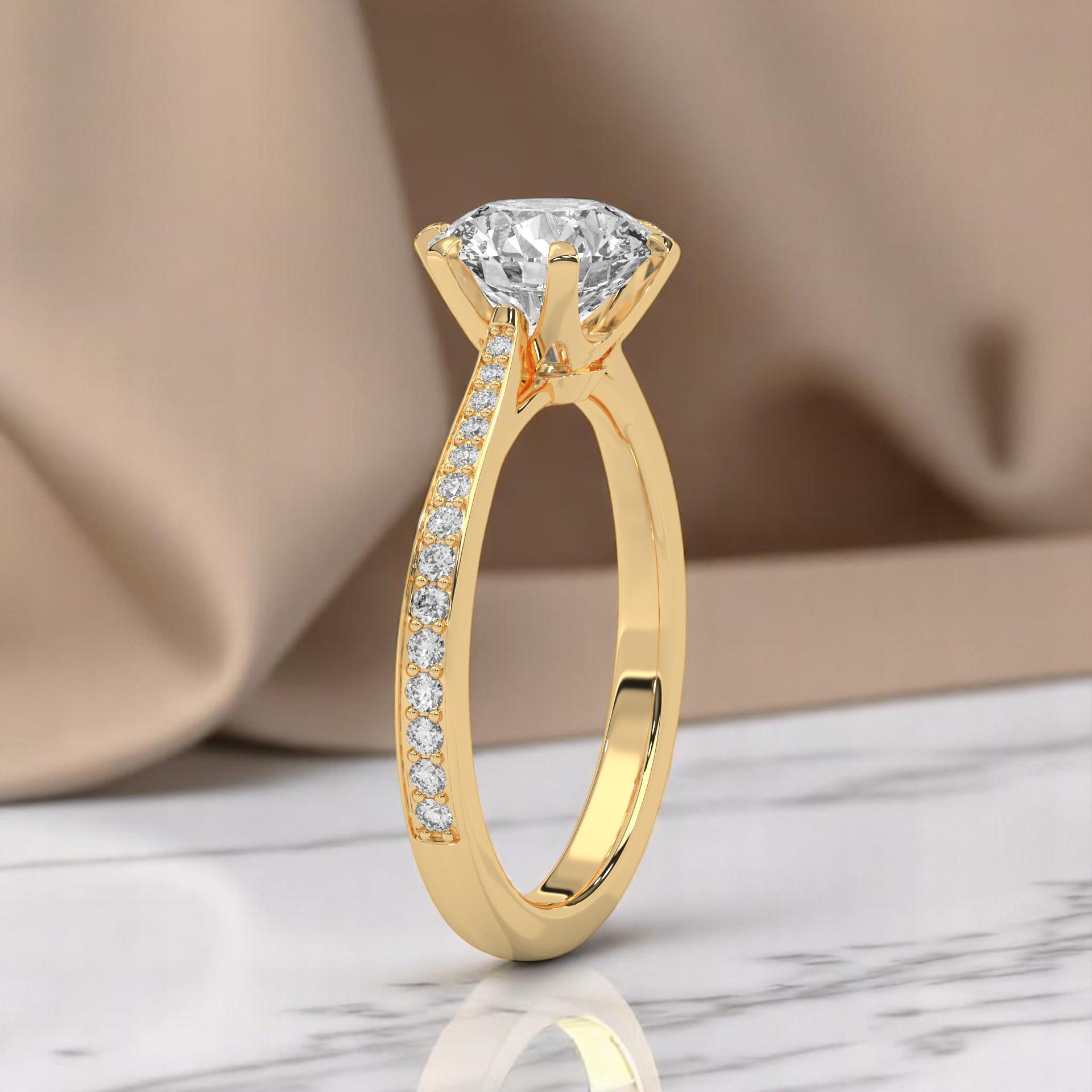 Anello Matrimonio Animas Jewels In Argento 925 Placcato Oro Giallo 14K – Diamante Creato In Laboratorio 2 Ct, Taglio Rotondo, Uomo