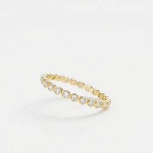 14K Gold Bezel Set Moissanite Eternity Band Ring | Minimalist Stackable Band | Dainty Everyday Wear Band | Bridal Anniversary Ring