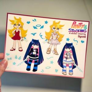 Panty & Stocking Sticker Sheet | A5 Vinyl Sticker Paper