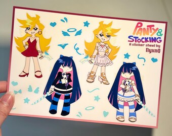 Panty & Stocking Sticker Sheet | A5 Vinyl Sticker Paper
