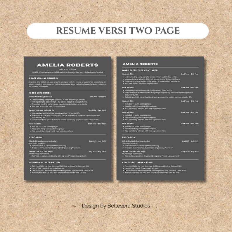 ATS Friendly Resume Template Canva and Cover Letter + References ...