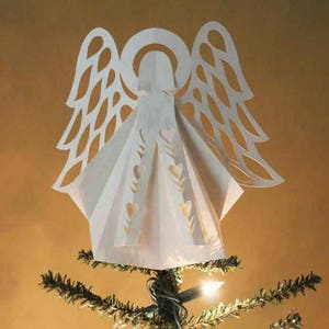 Angel Christmas Tree Topper Ornaments Decoration Scherenschnitte Hand Paper Cutting Art Parchment signed & dated By Janet Lynch image 1