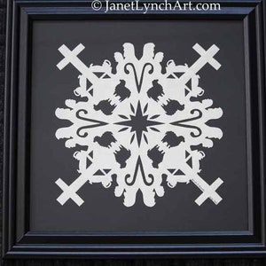 Scherenschnitte Paper Cutting Christmas Nativity -  Framed 10x10  - Hand Cut and Signed By Janet Lynch