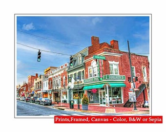 Caroline Street - Fredericksburg VA Art Photo -Fredericksburg  Print - Fredericksburg  Art - Photo- Canvas -Framed - Images by Dave Lynch