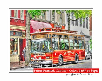 Old Town Alexandria VA Virginia,King St Trolley,Northern Virginia,Alexandria Map,Alexandria Art,Skyline,Art Photo Prints by Dave Lynch