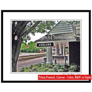Ashland Train Depot Station - Ashland VA  - Hanover County - Home Office Decor - Color - Black n White Available - Art print by Dave Lynch