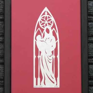 Scherenschnitte Paper Cutting - Mary With Baby Jesus - Christmas Nativity -  Framed 8x10 - Hand Cut and Signed By Janet Lynch