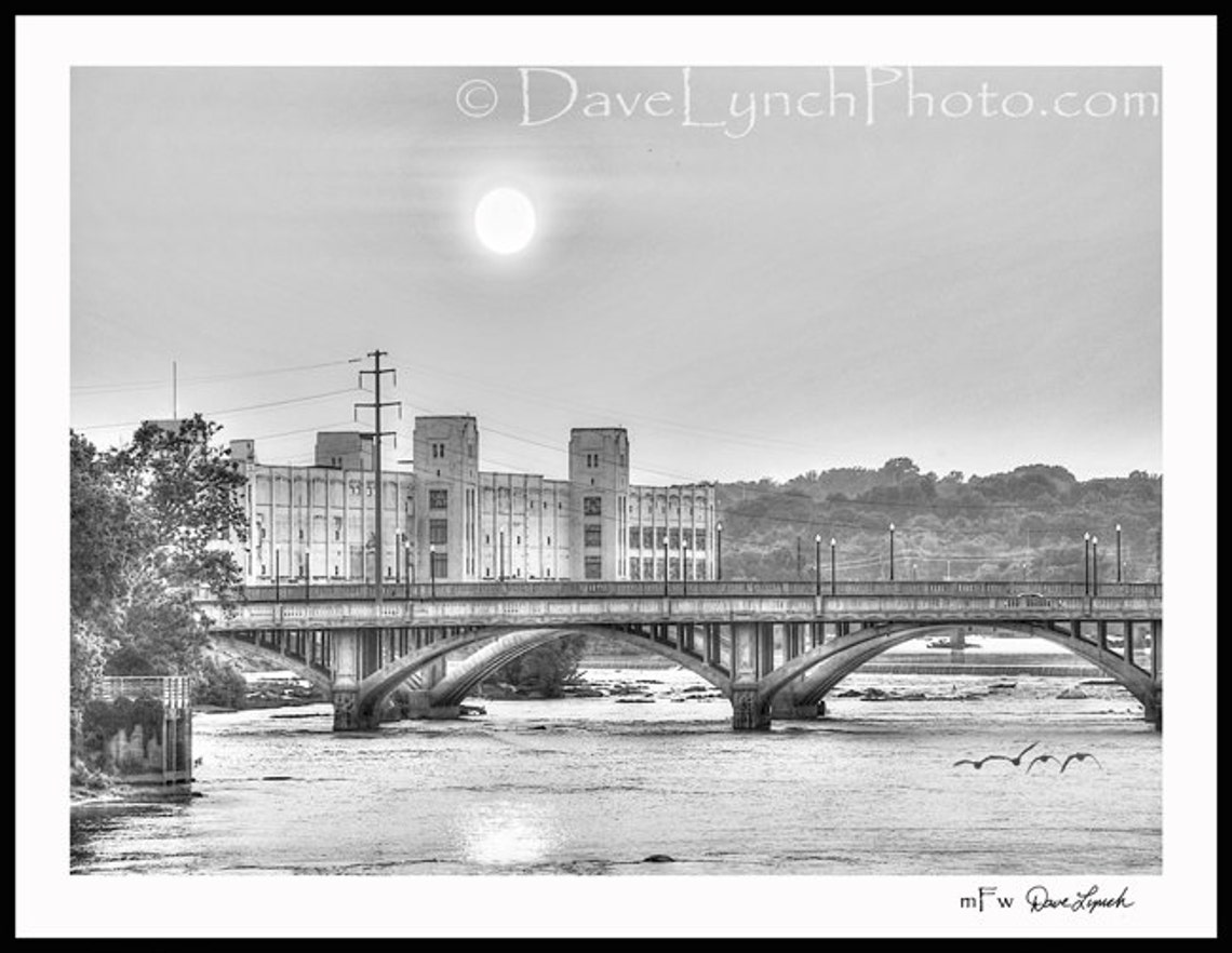 Downtown Danville Virginia Sunset on the Dan River River Etsy