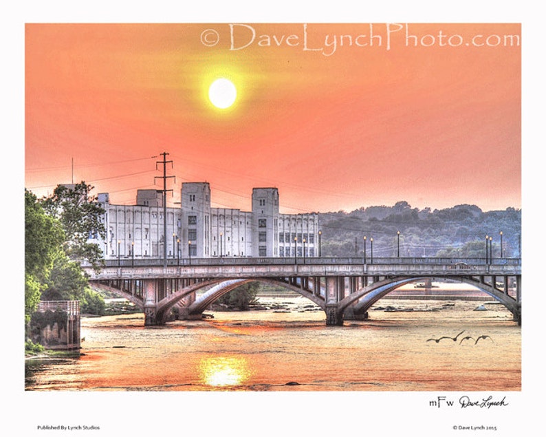 Downtown Danville Virginia Sunset On The Dan River River Walk Trail Geese Ducks Railroad Bridge FineArt Photography by Dave Lynch image 2