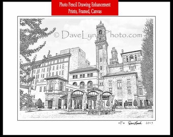 Richmond VA Virginia The Jefferson Hotel Pencil Drawing Pen & Ink Richmond Print Richmond Photo Richmond Framed Map Art Photo by Dave Lynch