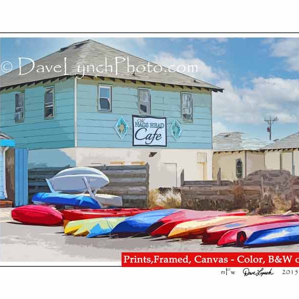 OBX,Old Nags Head Cafe,Outer Banks NC,OBX art,obx lighthouse,obx light house,obx sign,obx sand dune,obx beach,obx photo print by Dave Lynch