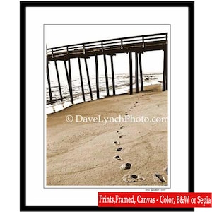 OBX NC North Carolina - Footprints In The Sand - obx Hatteras - NC Beach - Rodanthe Pier- Outer Banks - Art Photography Print  by Dave Lynch