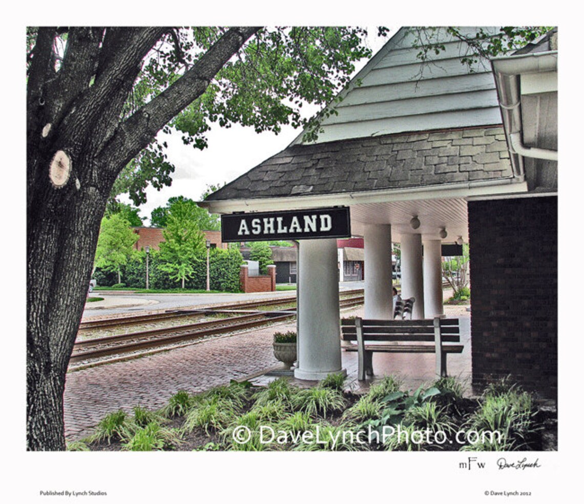 Ashland Train Depot Station Ashland VA Hanover County Home Office Decor Color Black N White