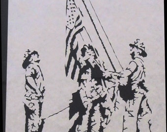 9 11 - 3 Firefighters Raising Flag - Ground Zero - Scherenschnitte
