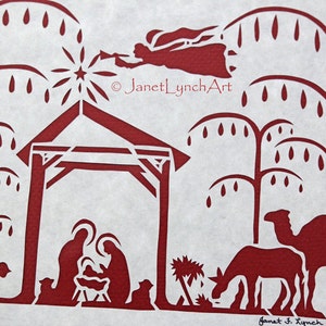 Scherenschnitte Hand Paper Cutting Christmas Nativity Framed Hand Cut and Signed By Richmond VA Artist Janet Lynch image 3