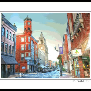 Staunton VA Art Photo - Downtown Beverly St  - Clock Tower - Photo Art Prints by Richmond VA  Photographer Dave Lynch