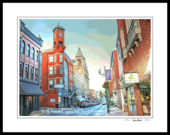 Staunton VA Art Photo - Downtown Beverly St  - Clock Tower - Photo Art Prints by Richmond VA  Photographer Dave Lynch
