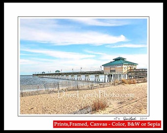 Buckroe Wilson Fishing Pier Hampton VA Virginia Map Skyline Hampton Print Hampton Chesapeake Bay Art Photography by Dave Lynch