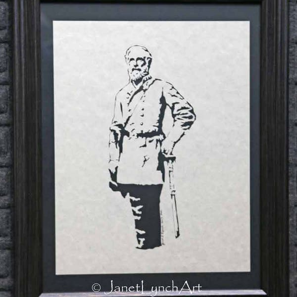 Robert E Lee - Civil War General- Scherenschnitte - Hand Paper Cutting Art signed and dated By Richmond VA Artist Janet Lynch -10x13 Framed