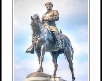 Richmond VA,Robert E Lee Monument,Richmond Virginia,Statue.Richmond Art,Map,Civil War,Confederate,Fine ,Richmond Va Prints,by Dave Lynch