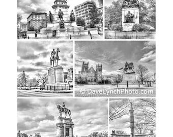Richmond VA Monument Collage - Stonewall Jackson - Maury - Robert E Lee - Jefferson Davis - J E B Stuart - by Dave Lynch,Richmond Virginia