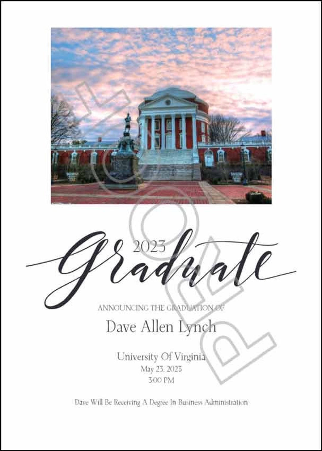 University of VA Virginia Graduation Invitations UVA College Graduation