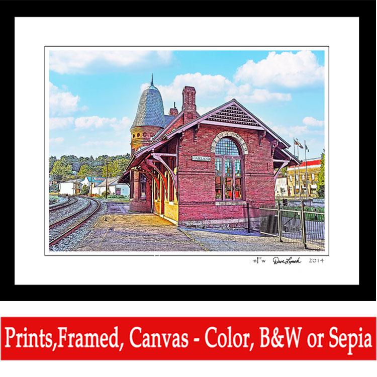 Oakland MD Maryland Baltimore & Ohio Railroad Depot Deep Creek Lake Train Wall Art Decor Skyline Map Photography Print by Dave Lynch