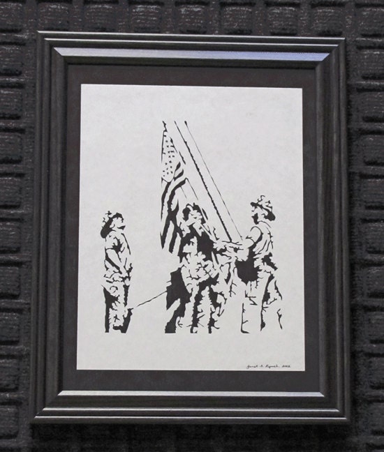 9 11 - 3 Firefighters Raising Flag - Ground Zero - Scherenschnitte