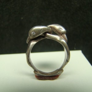 Sterling Silver Swans Ring with diamonds