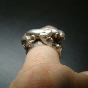 Sterling Silver Panther ring with diamond eyes