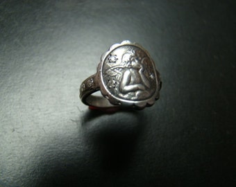 Exquisite Sterling Silver and diamond cherub ring