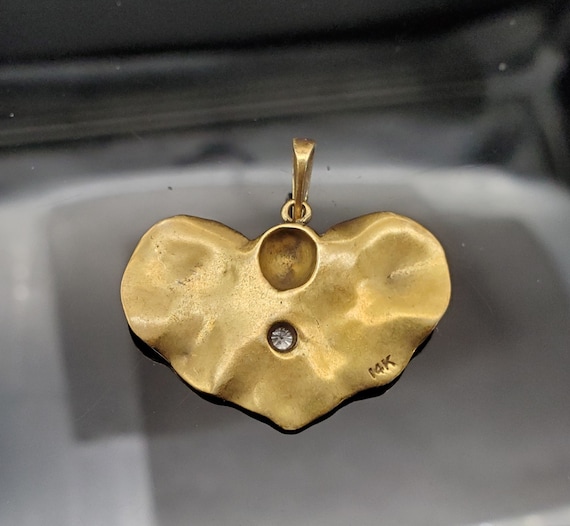 Vintage 14K Gold Art Nouveau Heart shaped pendant… - image 3