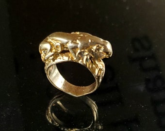 Wonderful Abstract 14K Gold Panther Ring