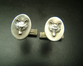 Fox sterling silver cufflinks with diamonds