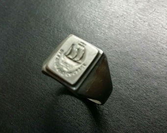 Special Order: Classic Sterling Silver Ship crest ring in a size 4