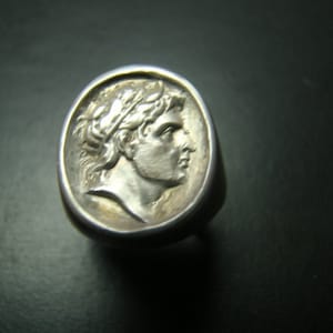 Classic Sterling Silver Roman Head Ring