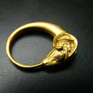 Ram ring 14k gold with diamond eyes image 2