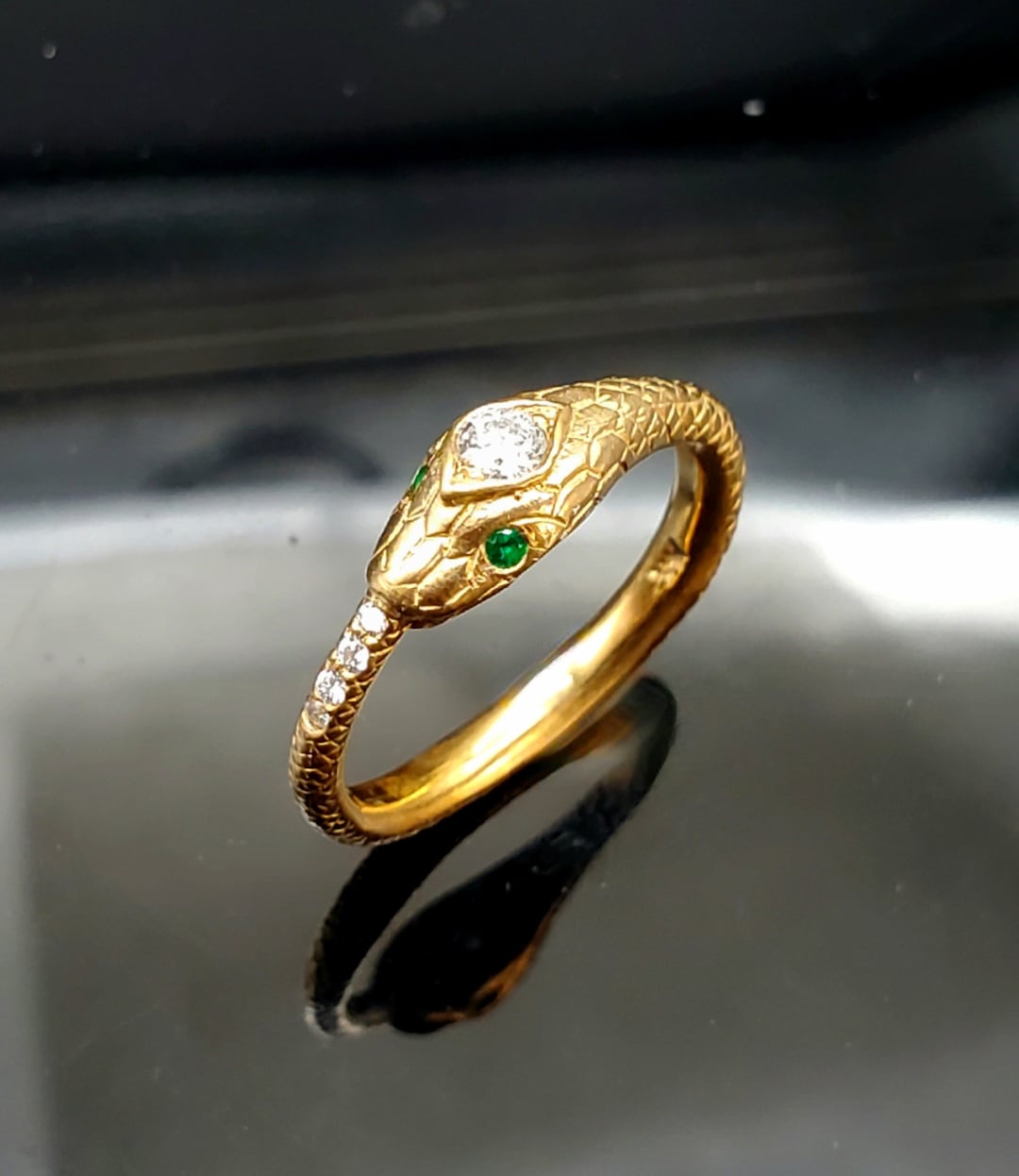 Buy Incredible 14K Gold Ouroboros Snake Ring With Diamonds and Emeralds  Online in India