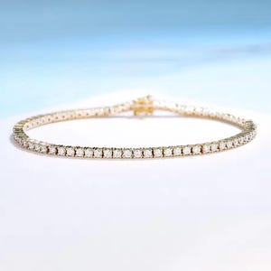 Custom Handmade Moissanite Tennis Bracelet - Sterling Silver or Solid Gold, Multiple Sizes and Lengths to Choose From