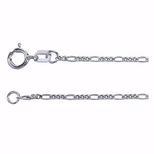 Solid Sterling Silver 1.3mm Wide Figaro Chain Bracelet