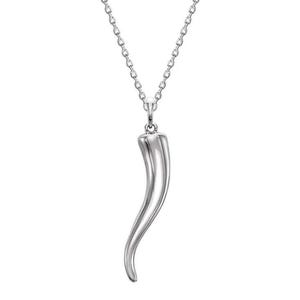 Handgefertigte Italienische Horn Halskette aus Sterling Silber oder 14K Gelbgold 40-45 cm